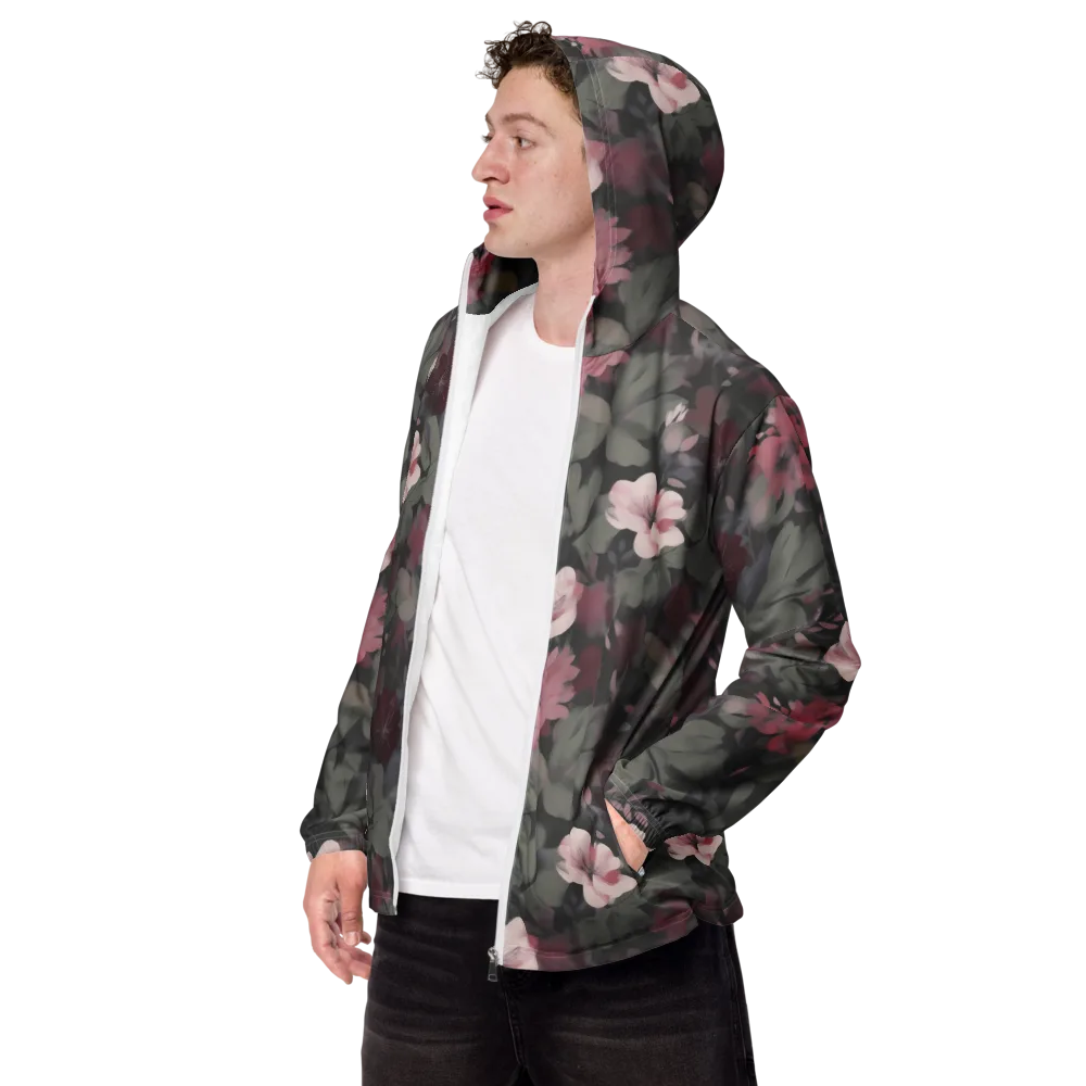 Moonlit Camellia on Men's Windbreaker — Left Front