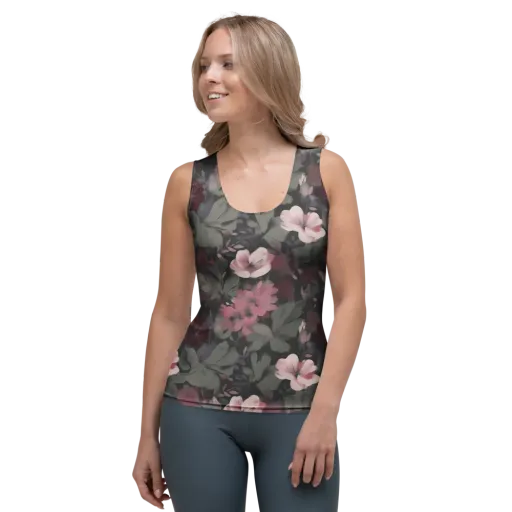 Moonlit Camellia on a Women's Tank Top