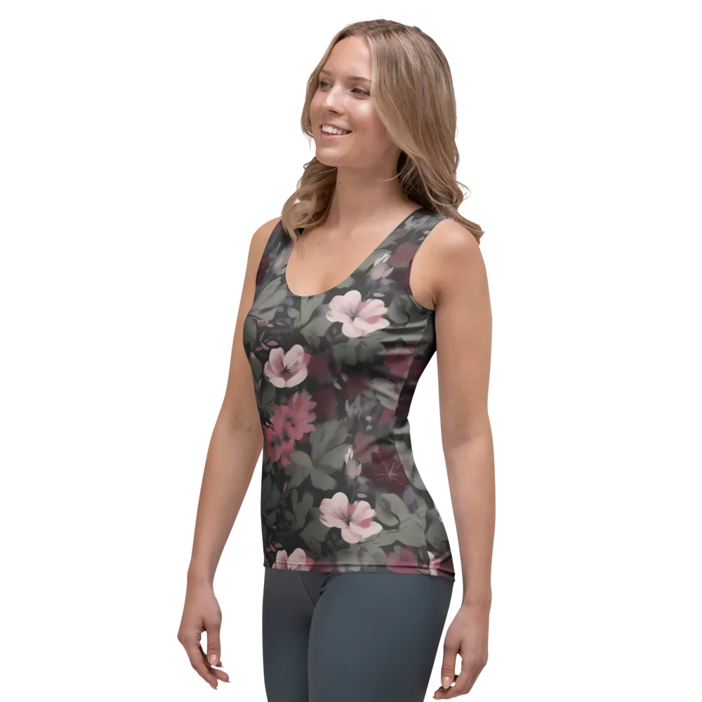 Moonlit Camellia on Women's Tank Top — Left Front