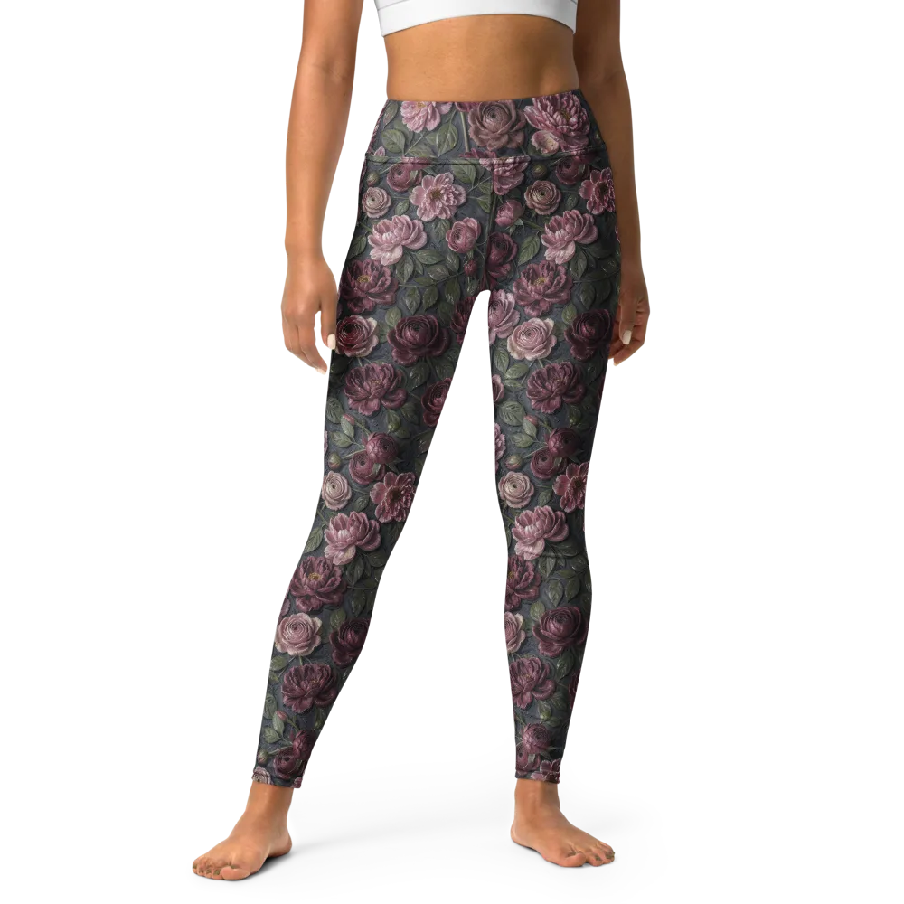 Velvet Peony on Yoga Leggings — Front