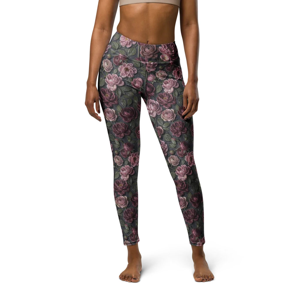 Velvet Peony on Yoga Leggings — Front