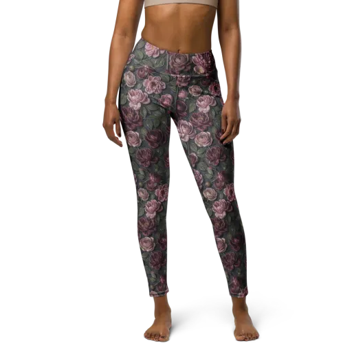 Velvet Peony on a Yoga Leggings