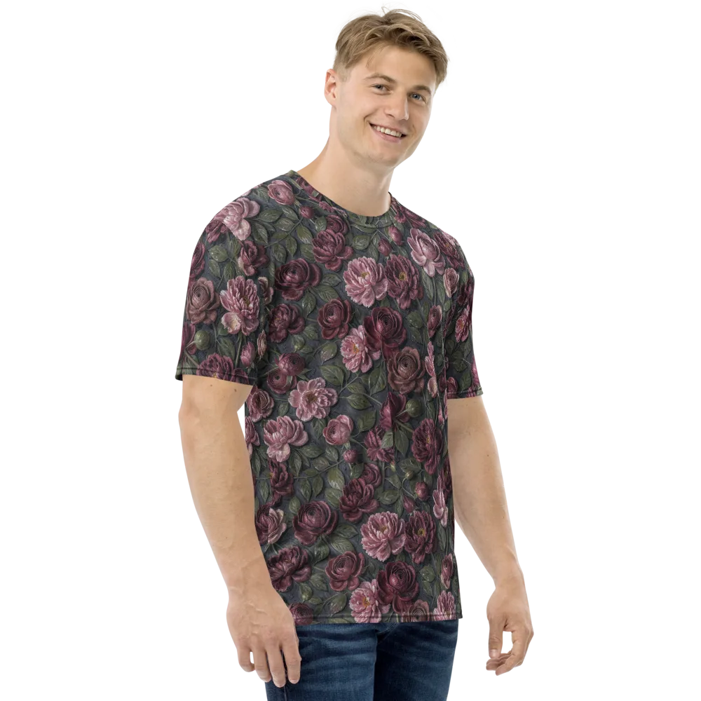 Velvet Peony on Men's Crew Neck T-Shirt — Right
