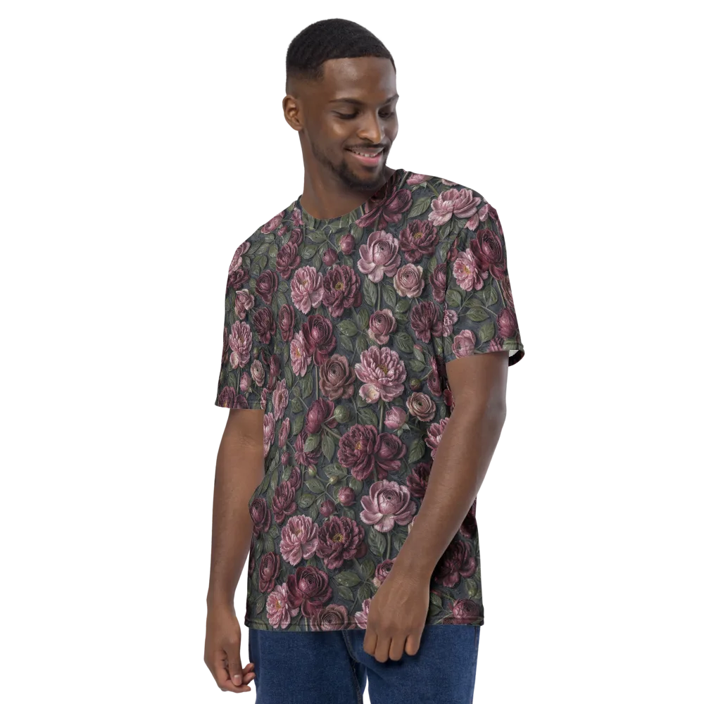 Velvet Peony on Men's Crew Neck T-Shirt — Left