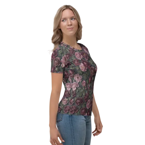 Velvet Peony on a Women's Crew Neck T-Shirt