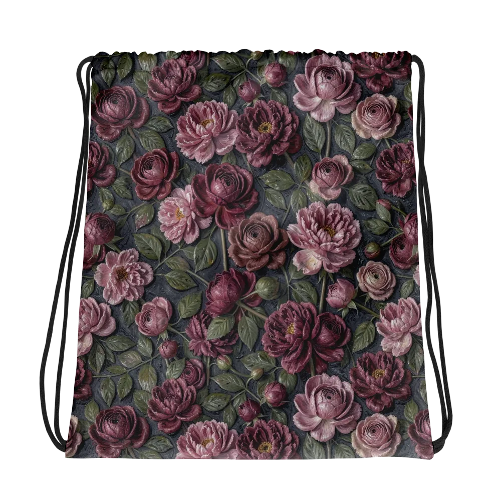 Velvet Peony on Drawstring Bag — Photo