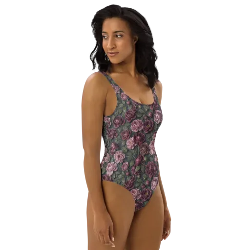 Velvet Peony on a One-Piece Swimsuit