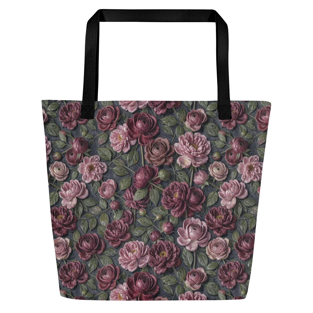 Velvet Peony on Large Tote Bag W/ Pocket — Front