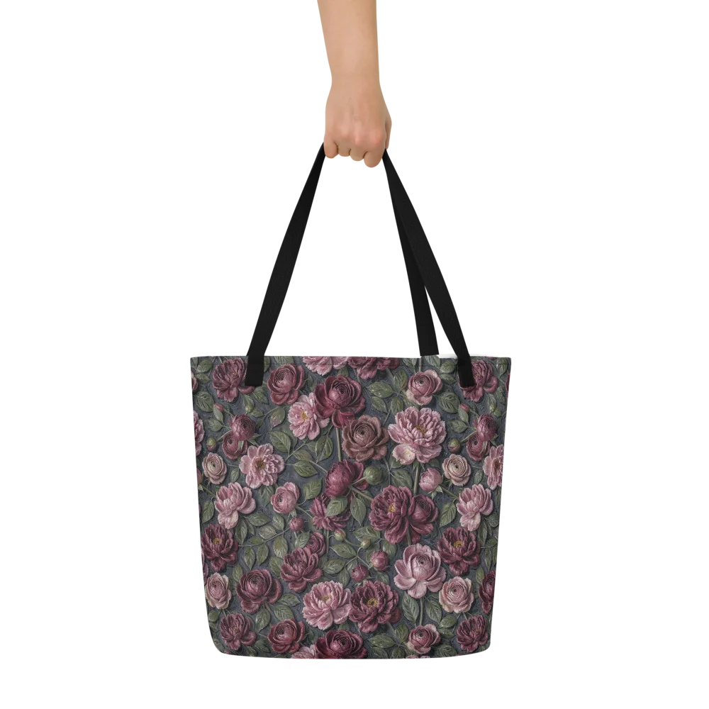 Velvet Peony on Large Tote Bag W/ Pocket — Front