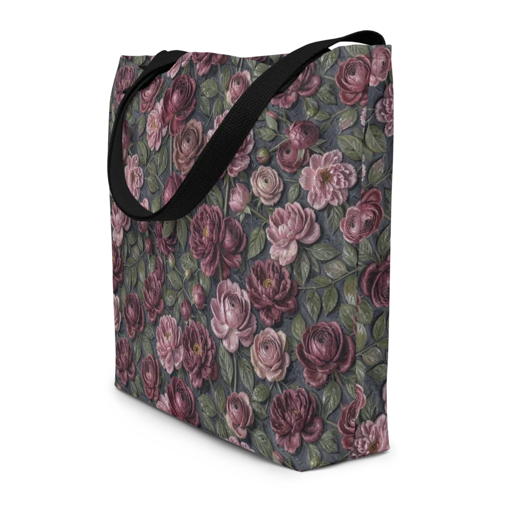 Velvet Peony on Large Tote Bag W/ Pocket — Front