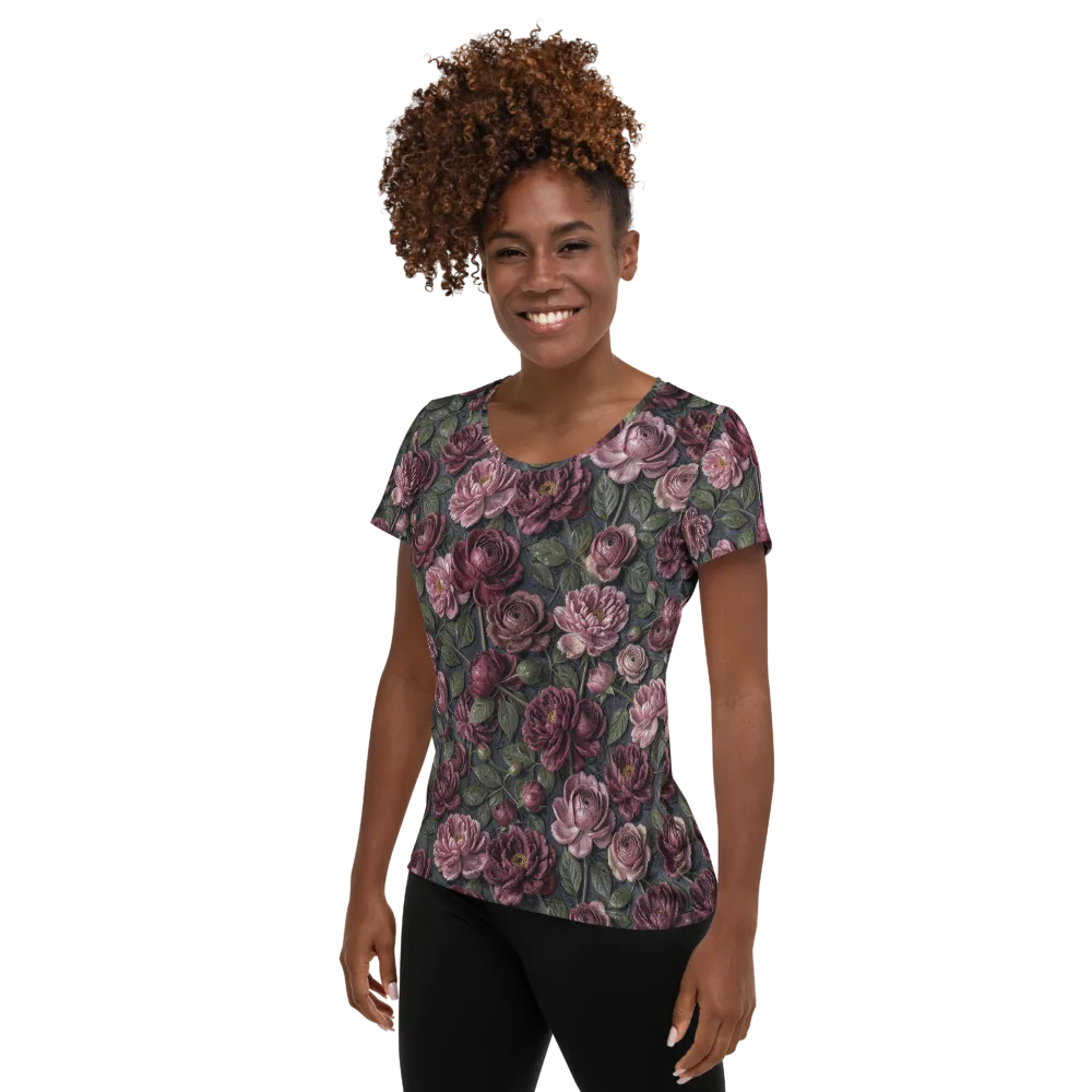 Velvet Peony on Women's Athletic T-Shirt — Left