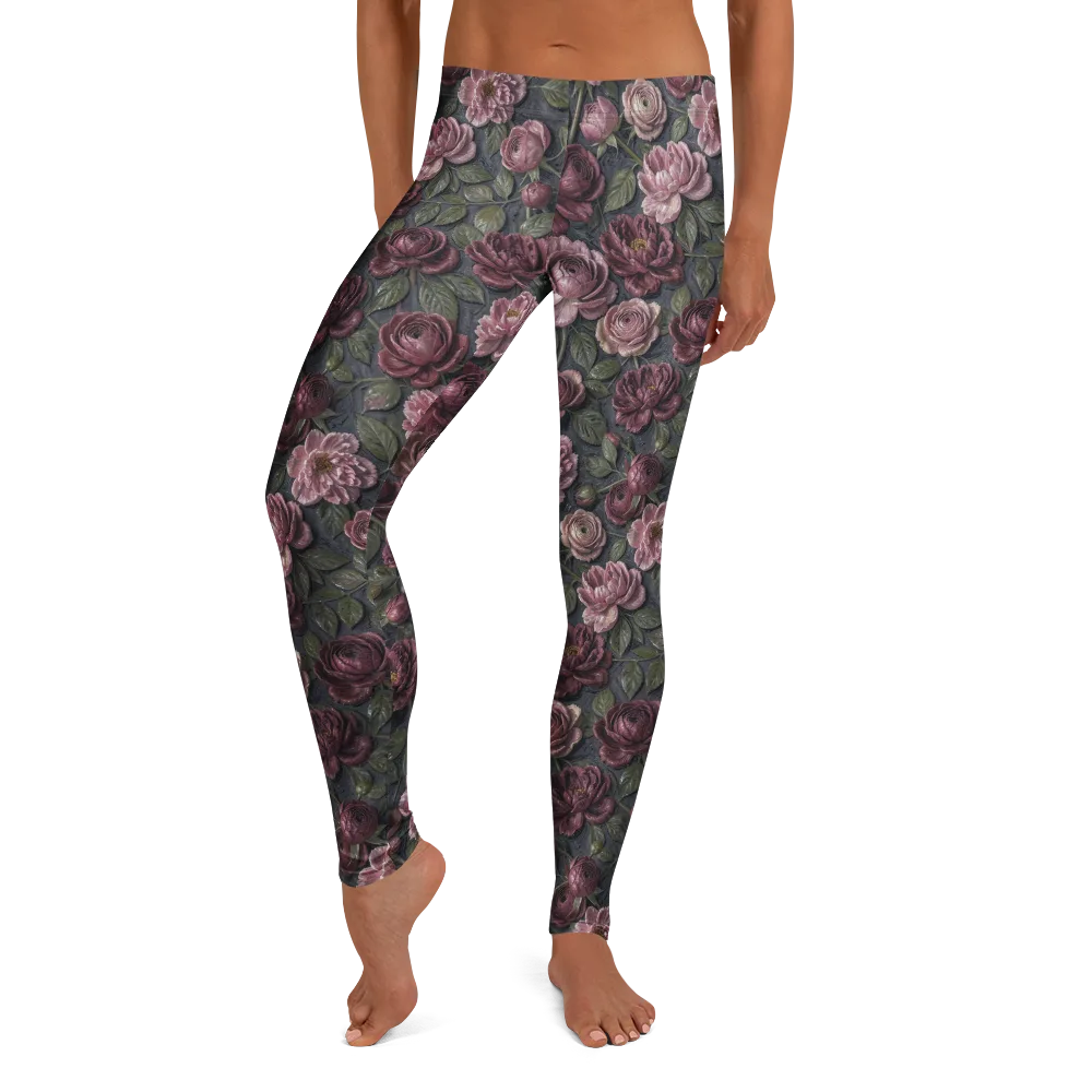 Velvet Peony on Leggings — Front