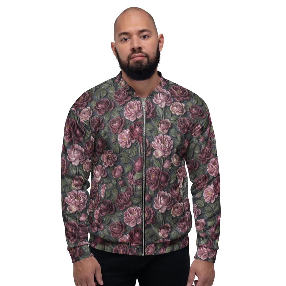 Velvet Peony on Bomber Jacket — Front