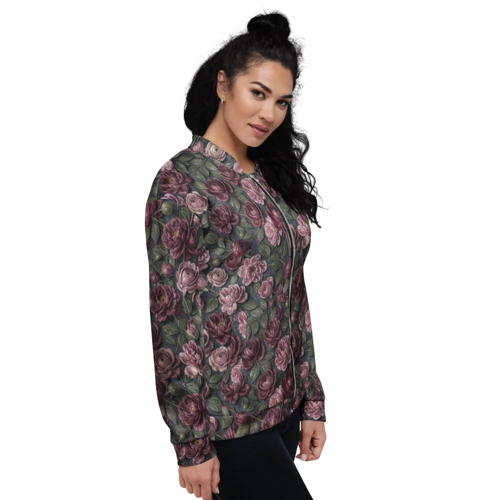 Velvet Peony on Bomber Jacket — Right