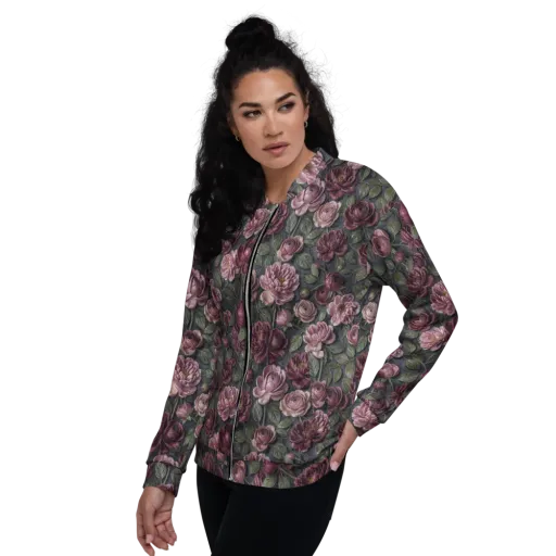 Velvet Peony on a Bomber Jacket