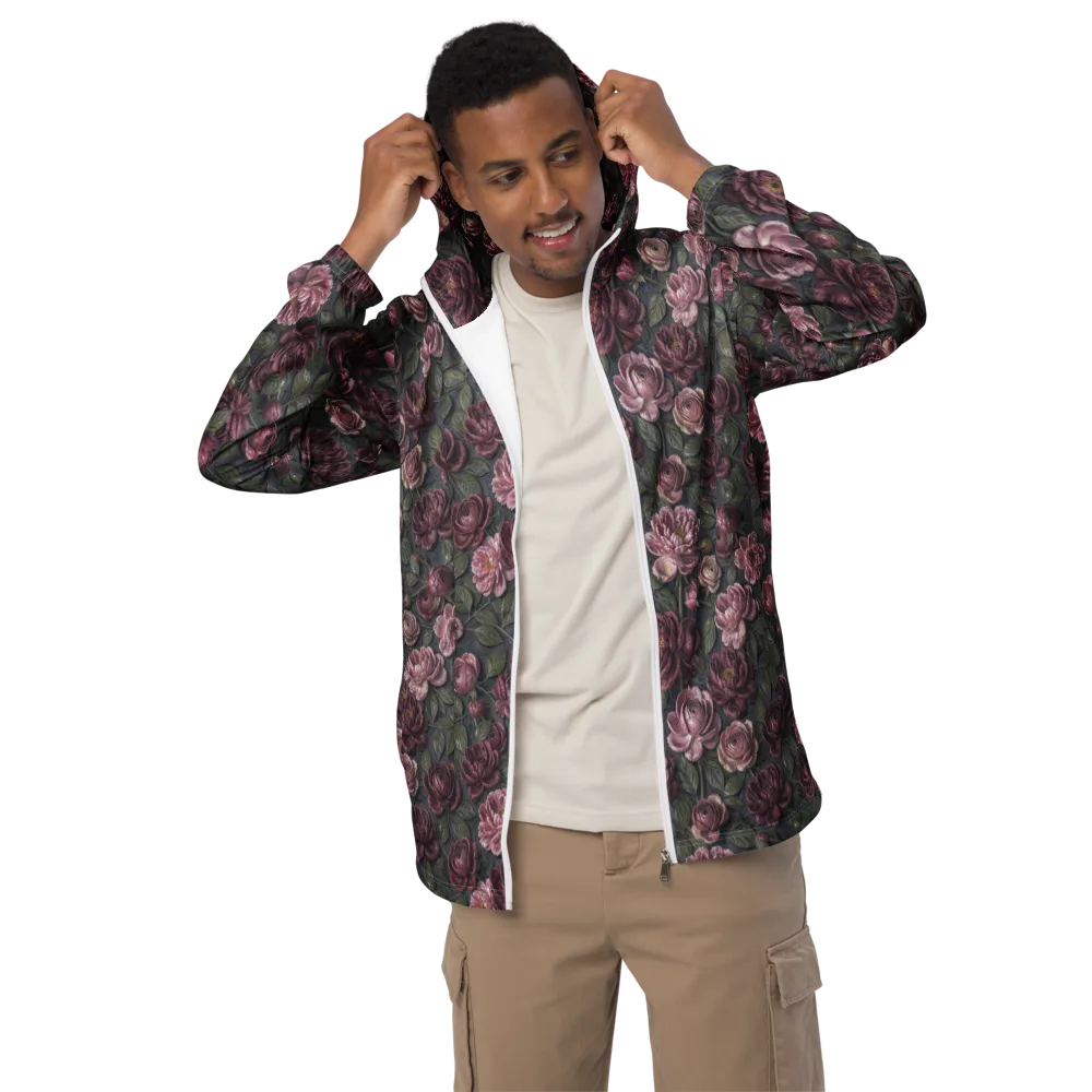Velvet Peony on Men's Windbreaker — Front