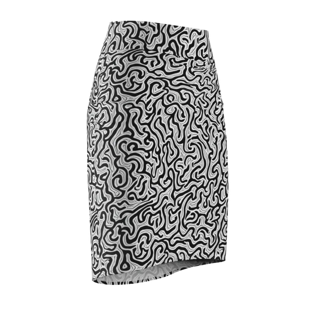 Inked Dreams on Pencil Skirt — Front Side