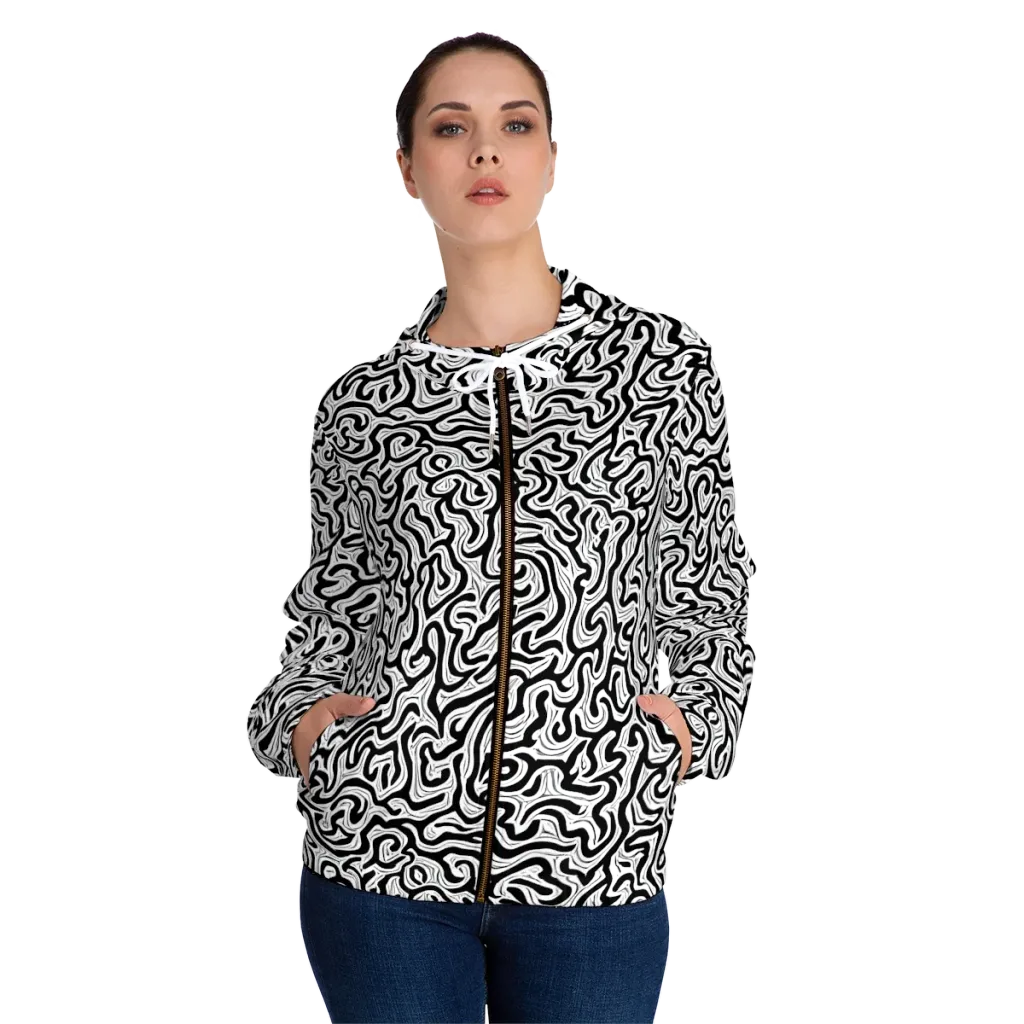 Inked Dreams on Women's Full-Zip Hoodie — Front On Person