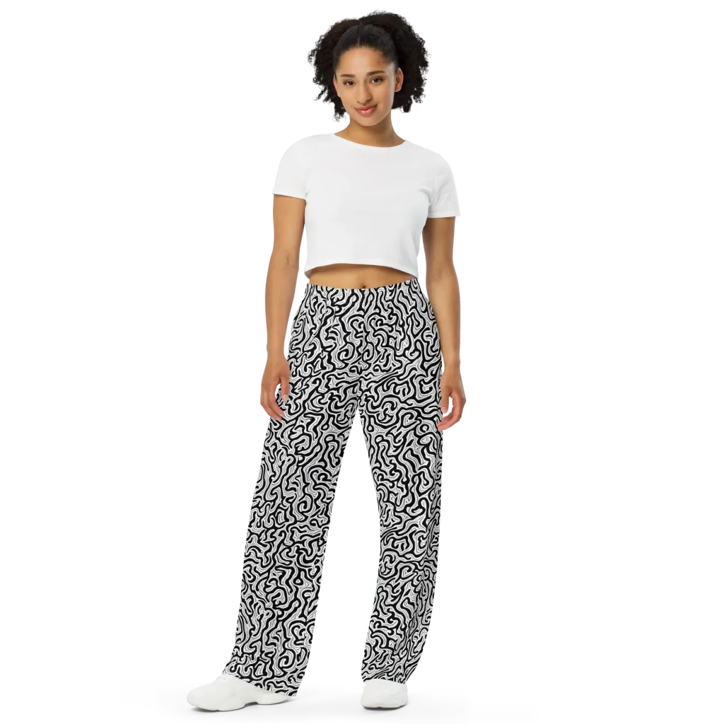 Inked Dreams on Wide-Leg Pants — Front