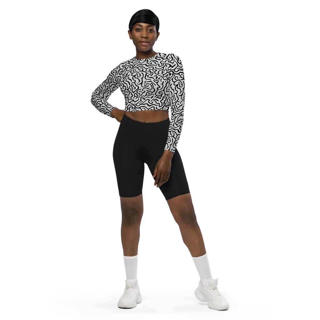 Inked Dreams on Long Sleeve Crop Top — Front