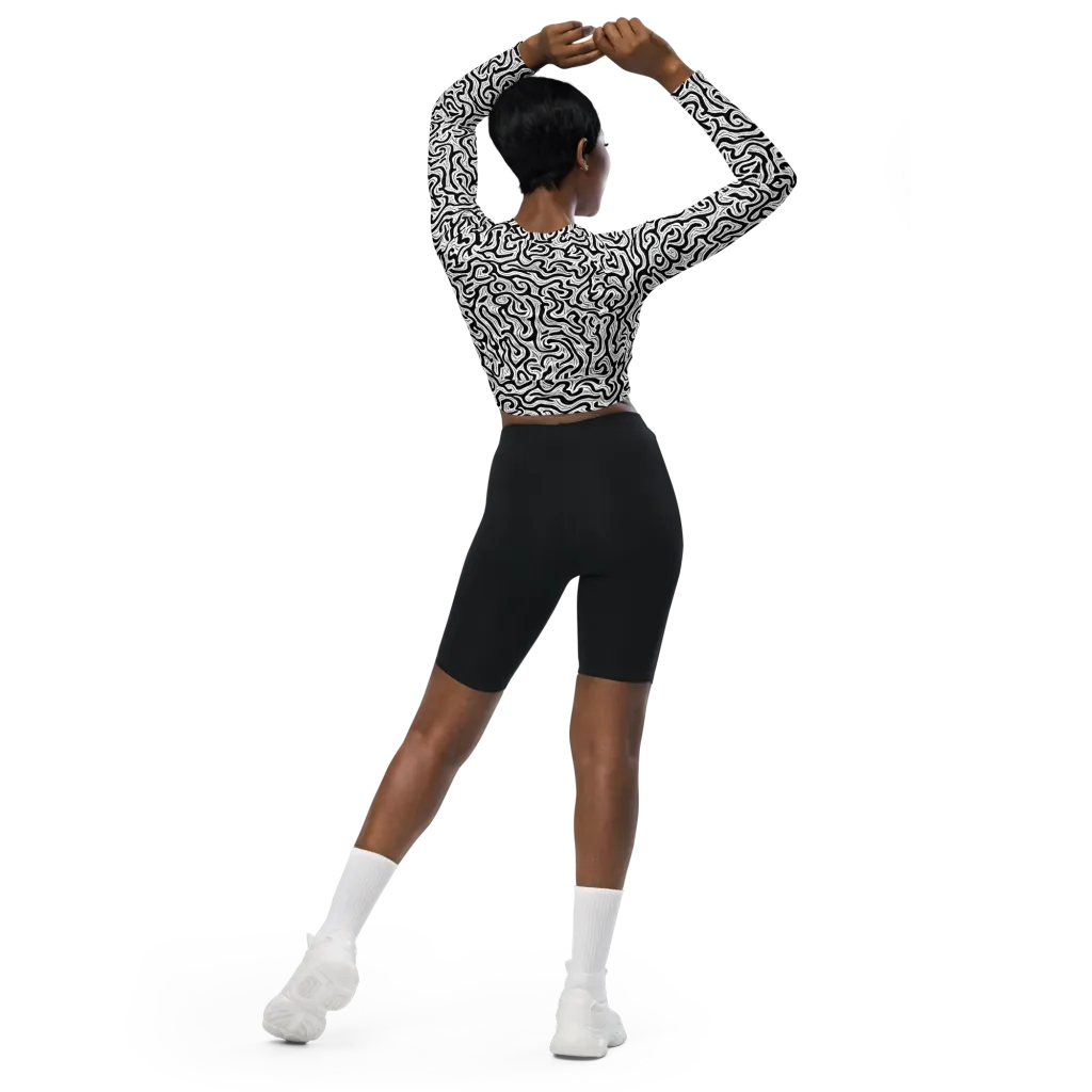 Inked Dreams on Long Sleeve Crop Top — Back