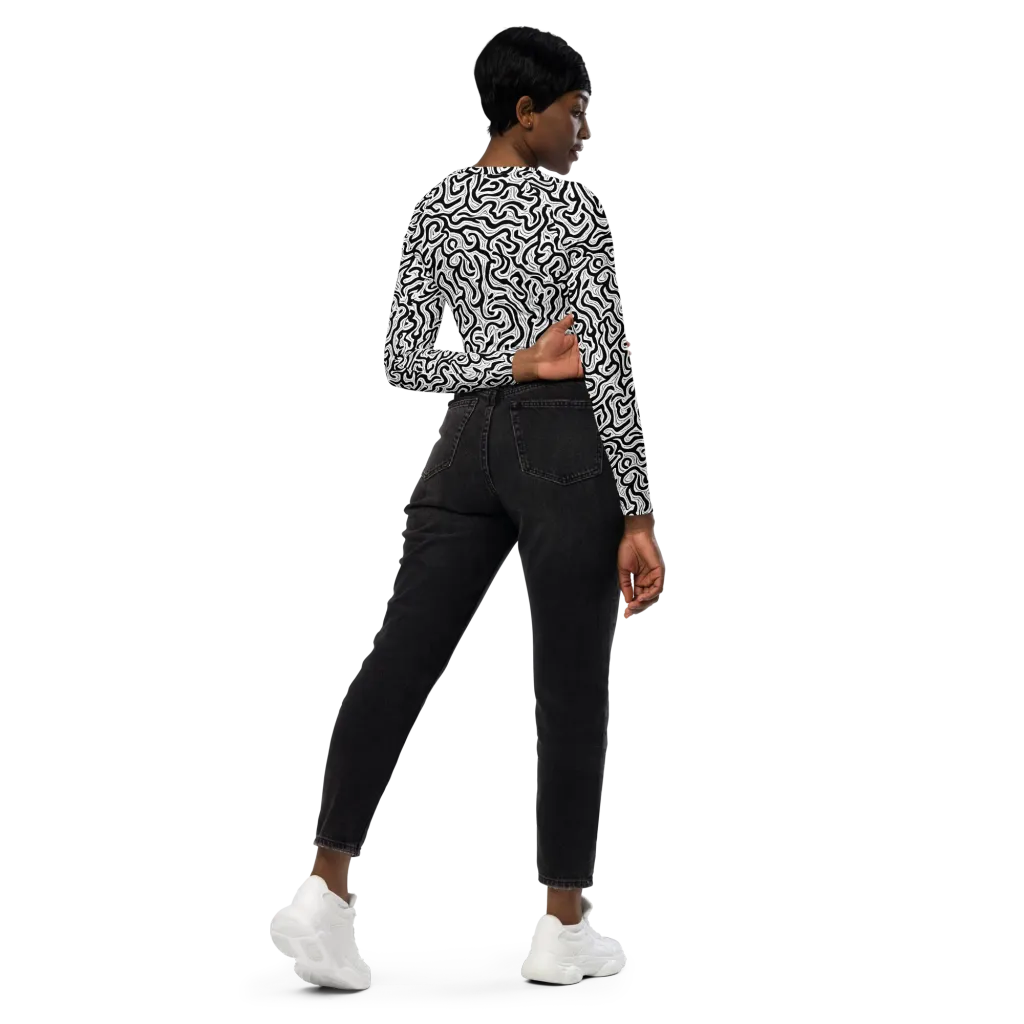 Inked Dreams on Long Sleeve Crop Top — Right Back