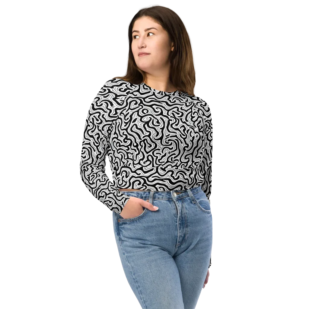 Inked Dreams on Long Sleeve Crop Top — Front