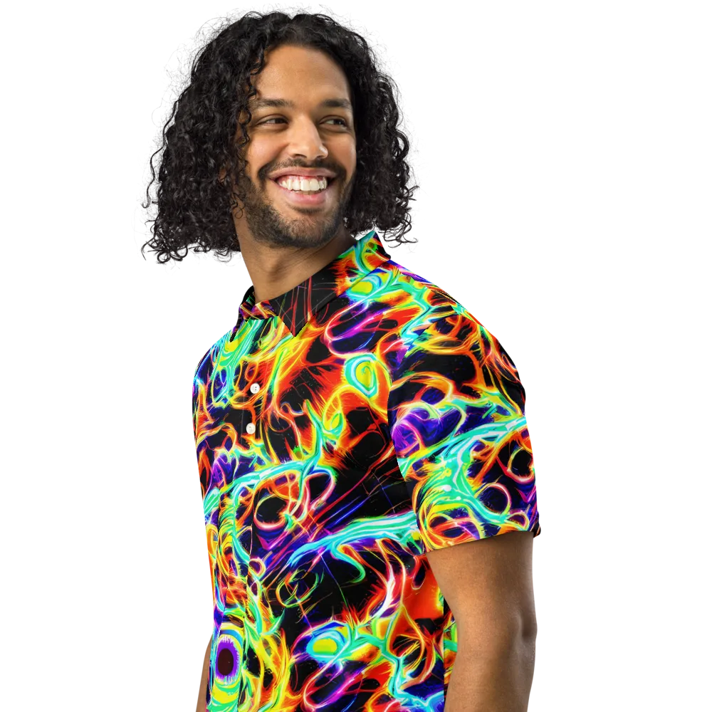 Nightflash on Men's Slim Fit Polo Shirt — Left Front