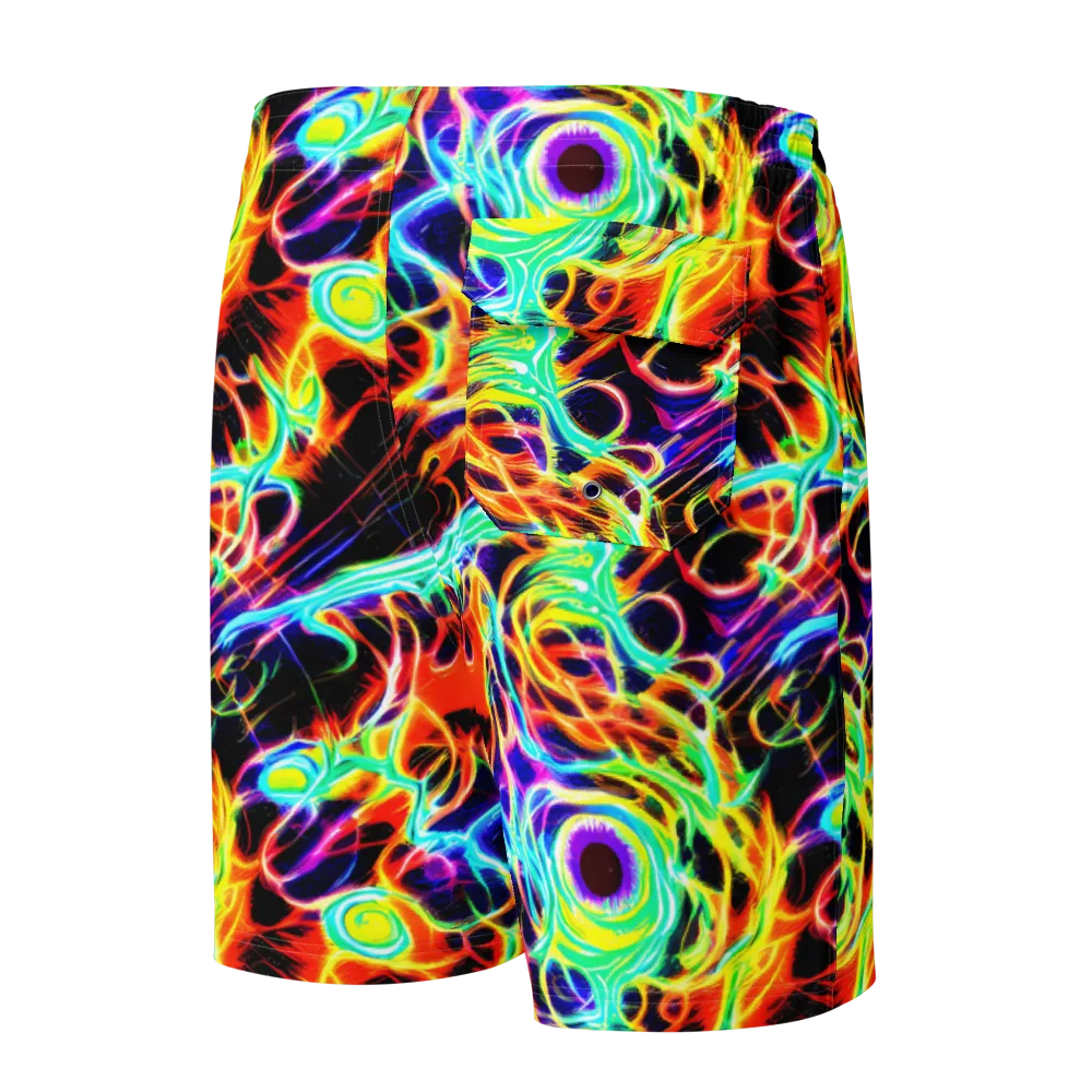 Nightflash on Men's Board Shorts — Back
