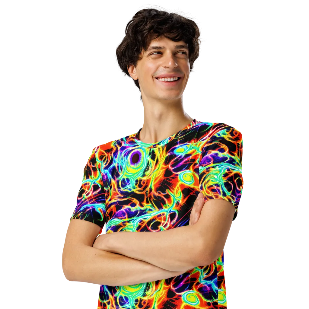 Nightflash on Men's Crew Neck T-Shirt — Left Front