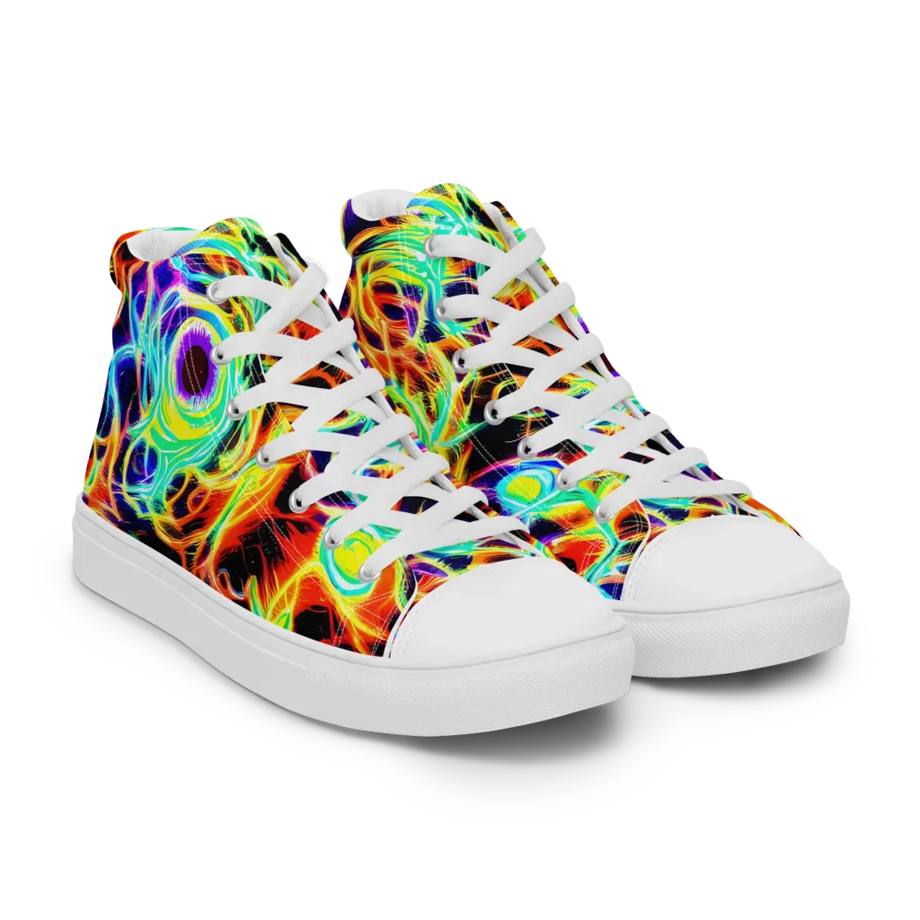 Nightflash on Men's High Top Canvas Shoes — Right Front