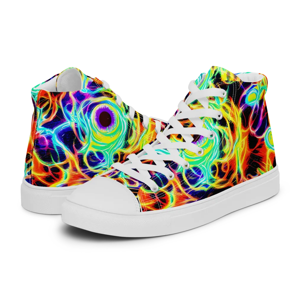Nightflash on Men's High Top Canvas Shoes — Left