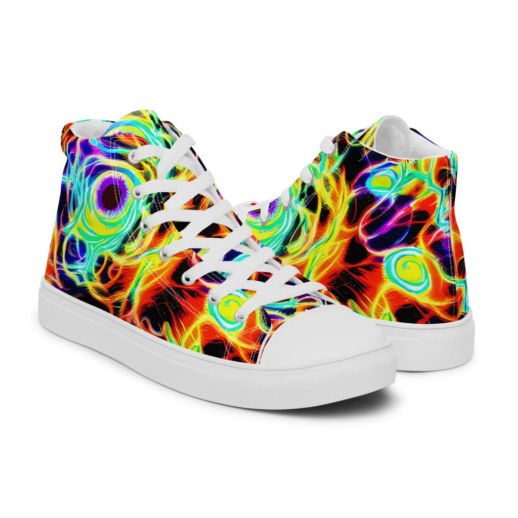 Nightflash on Men's High Top Canvas Shoes — Right