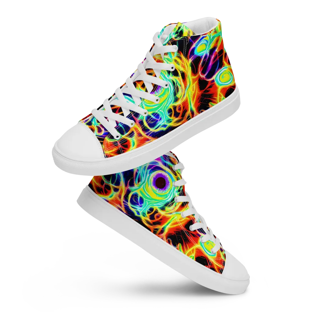 Nightflash on Men's High Top Canvas Shoes — Front