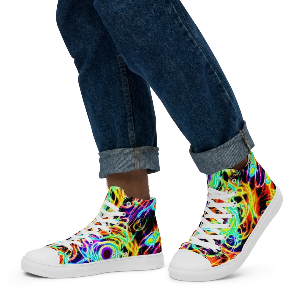 Nightflash on Men's High Top Canvas Shoes — Left