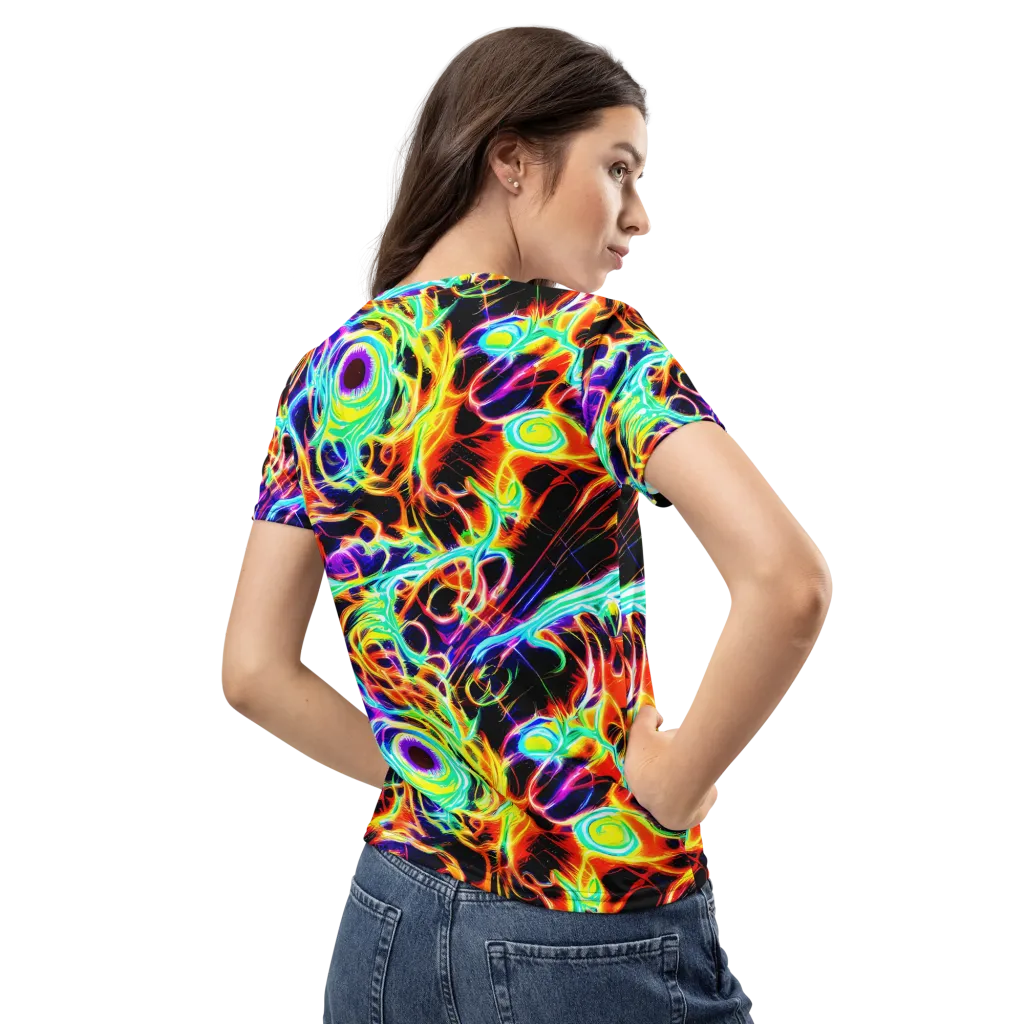 Nightflash on Women's Crew Neck T-Shirt — Back