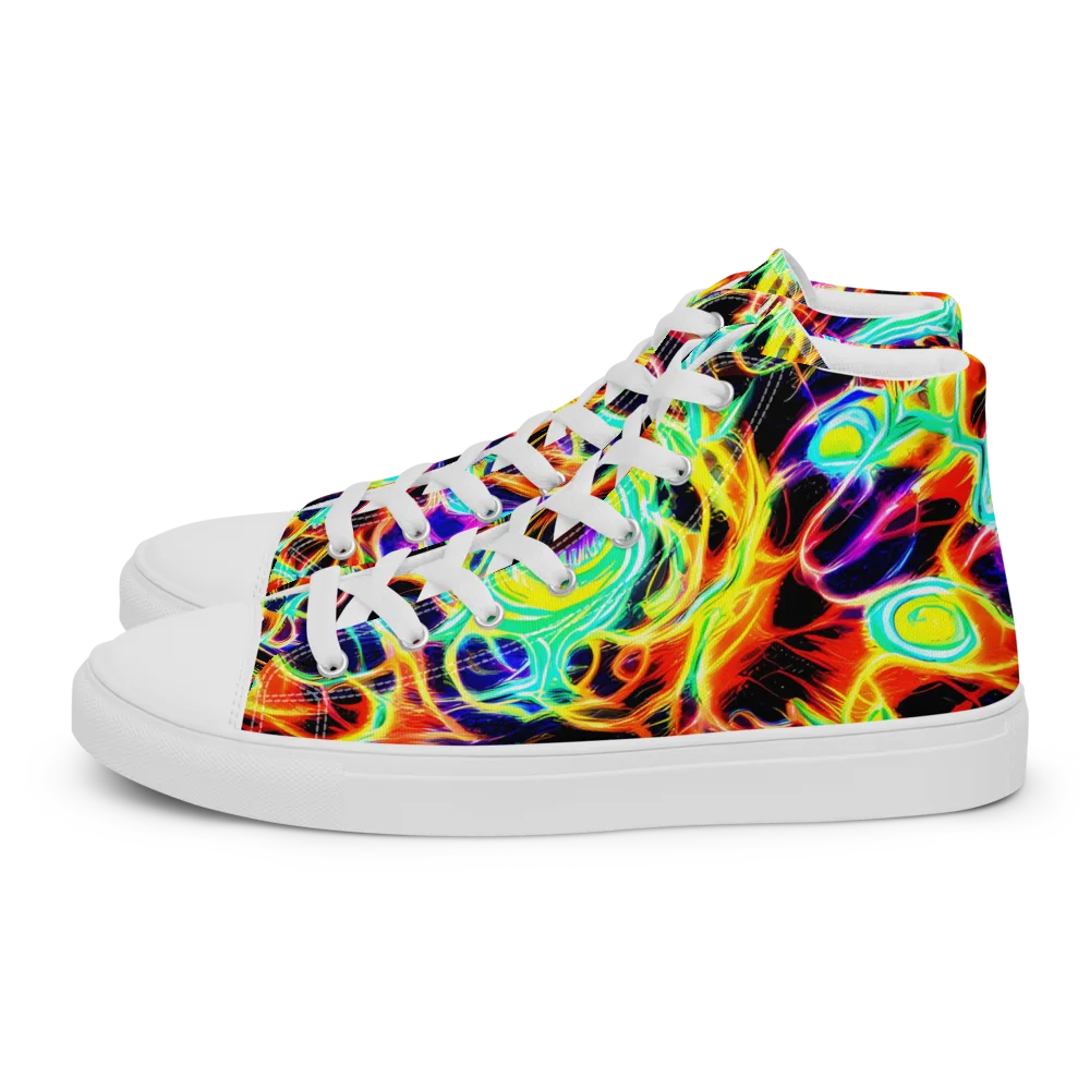Nightflash on Women's High Top Canvas Shoes — Left
