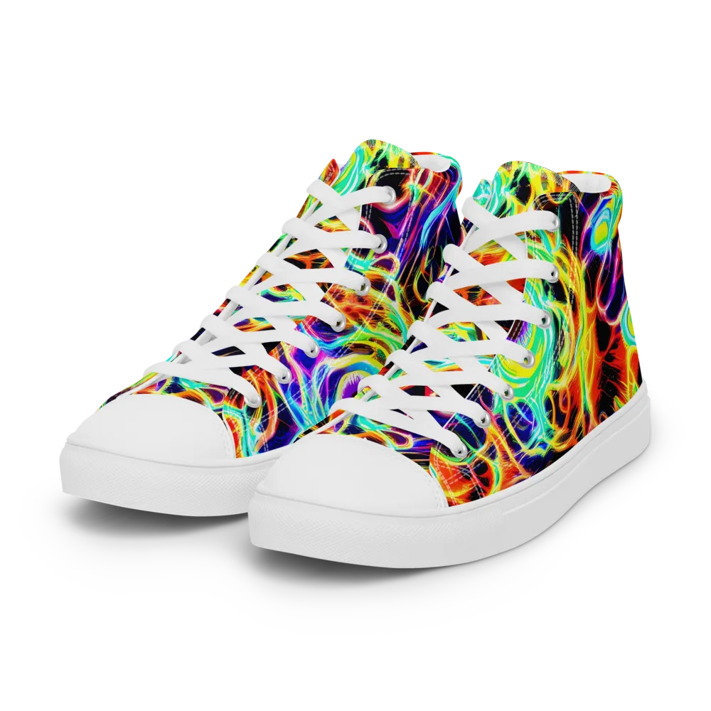 Nightflash on Women's High Top Canvas Shoes — Left Front