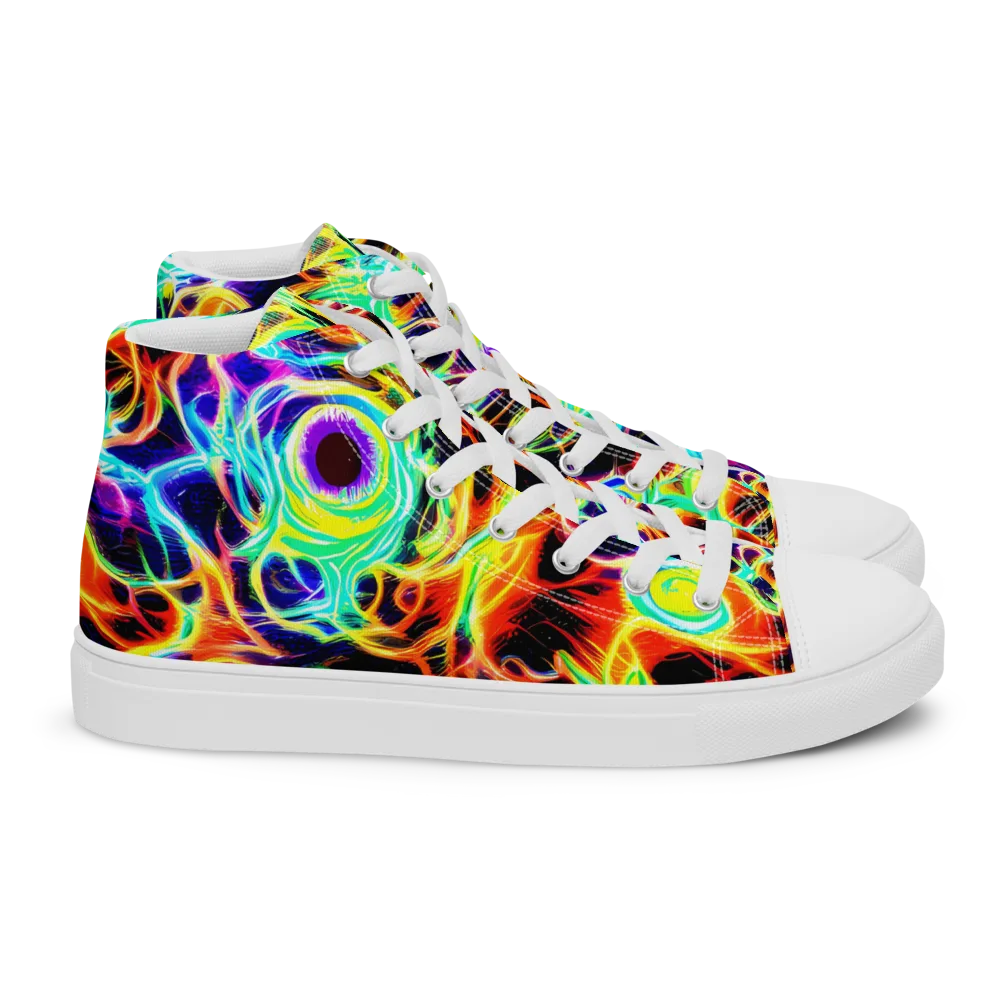 Nightflash on Women's High Top Canvas Shoes — Right