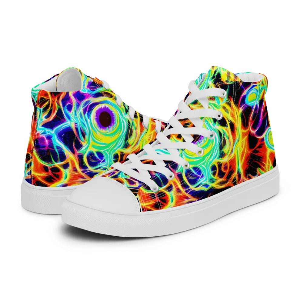 Nightflash on Women's High Top Canvas Shoes — Left