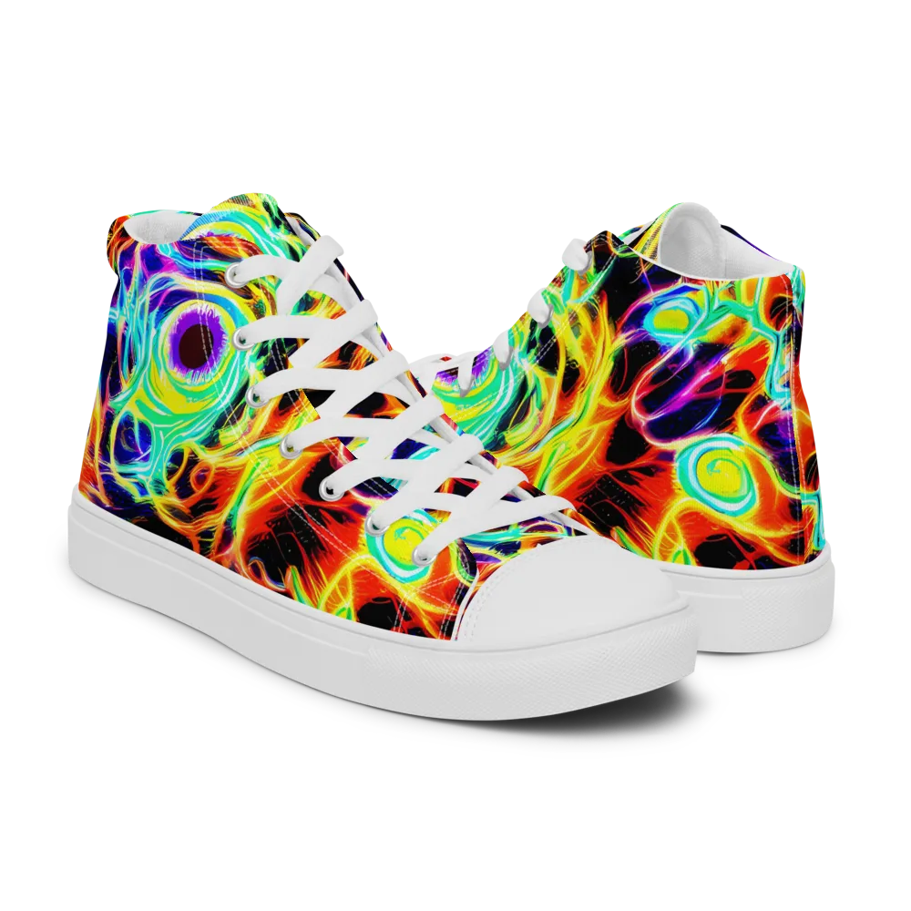 Nightflash on Women's High Top Canvas Shoes — Right