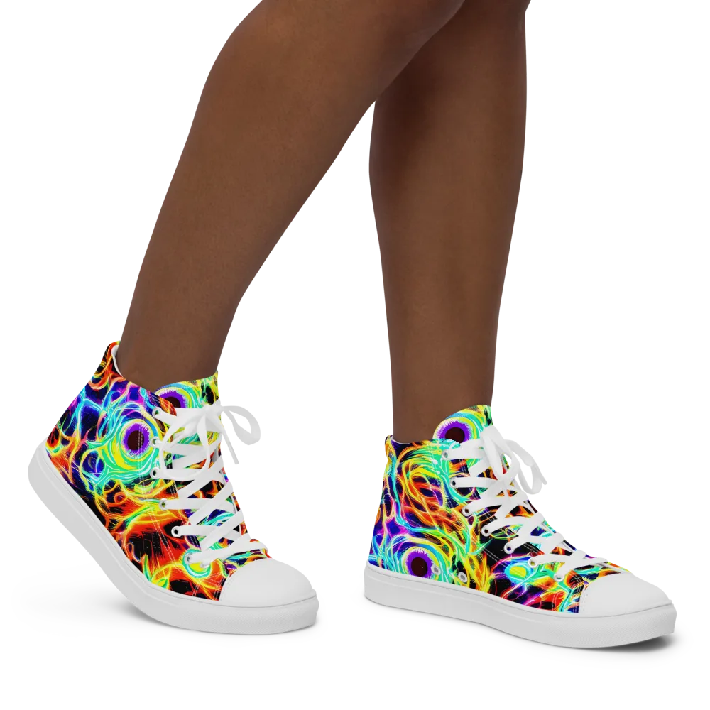 Nightflash on Women's High Top Canvas Shoes — Right