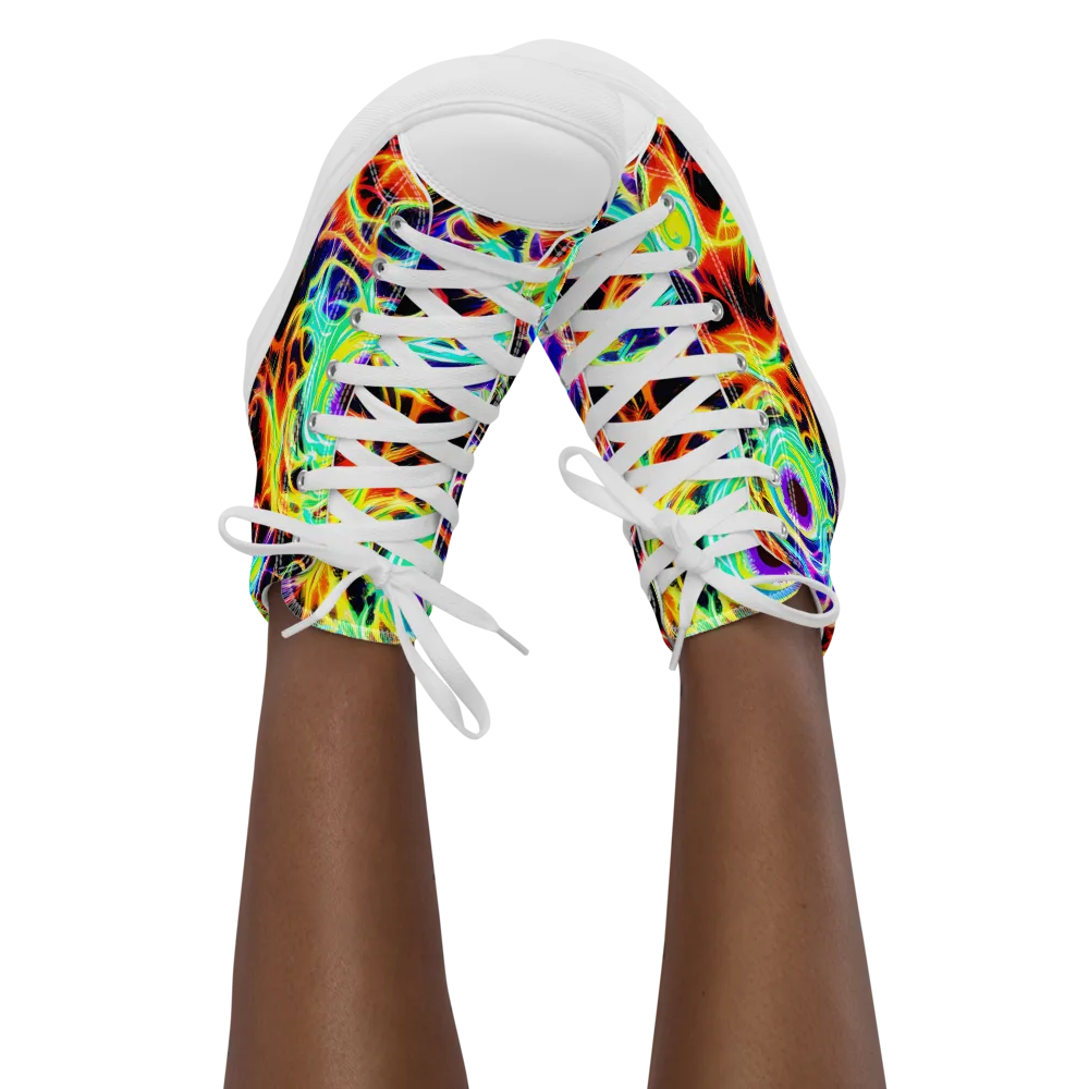 Nightflash on Women's High Top Canvas Shoes — Front