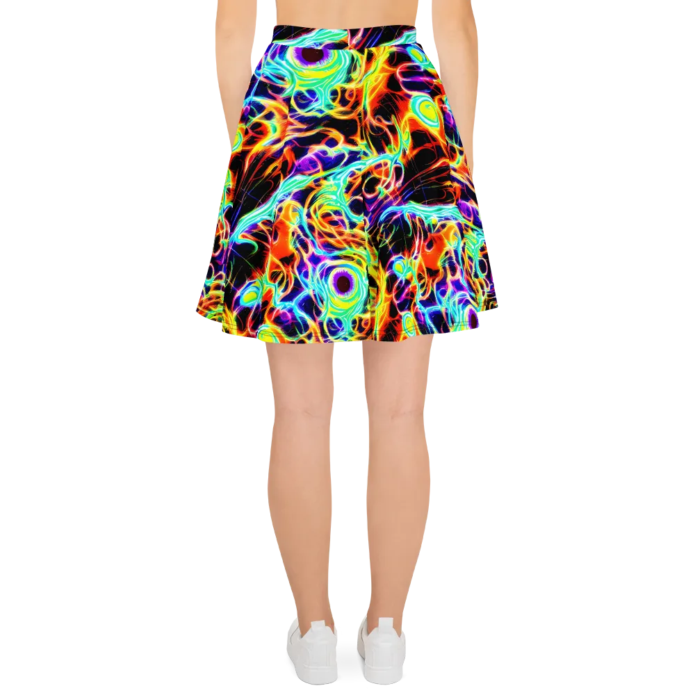 Nightflash on Skater Skirt — Back