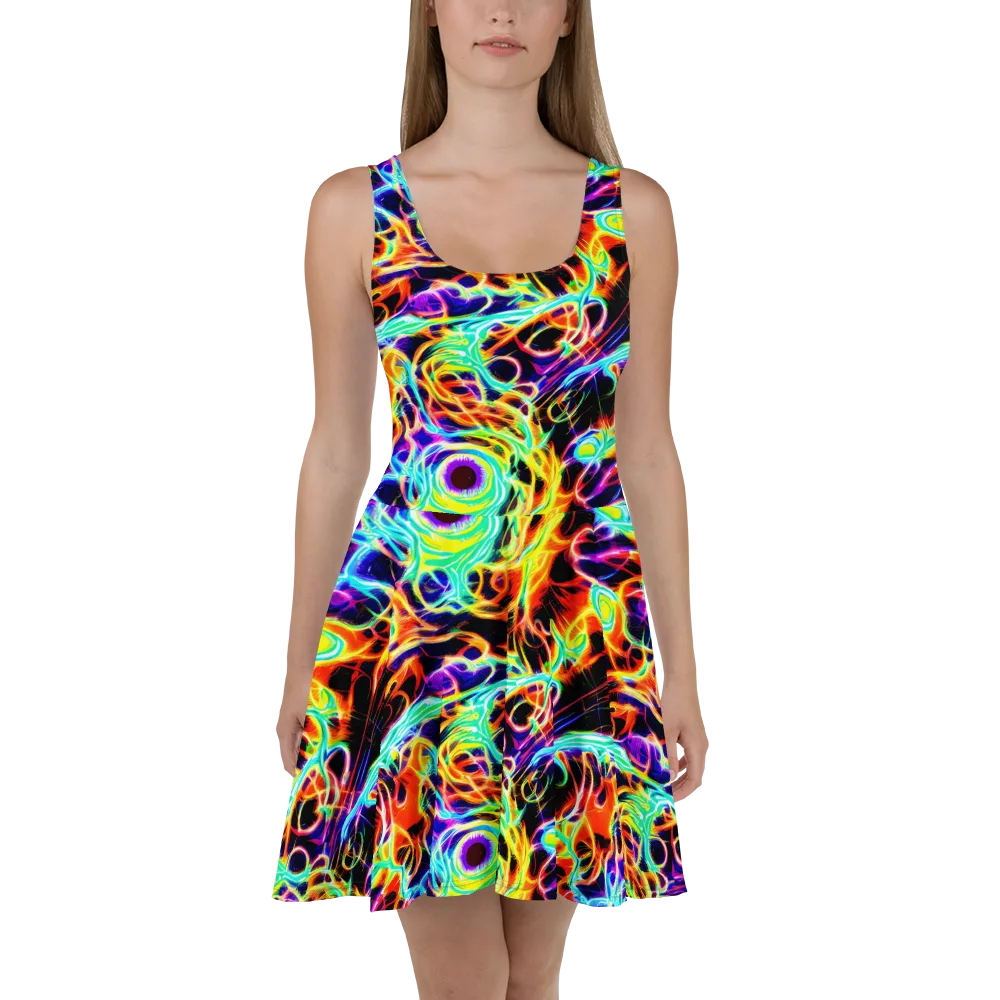 Nightflash on Skater Dress — Front