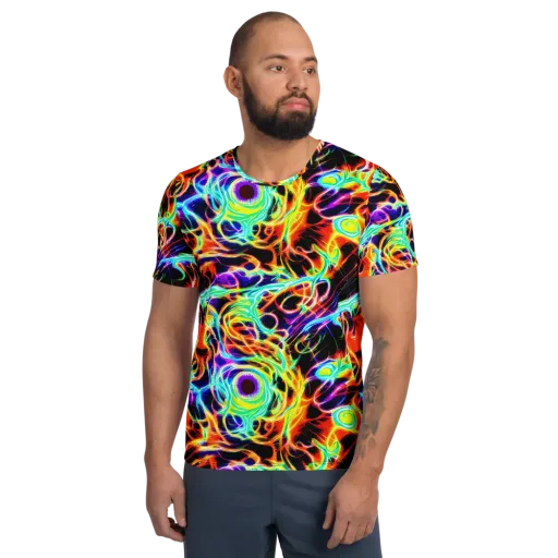 Nightflash on a Men's Athletic T-Shirt