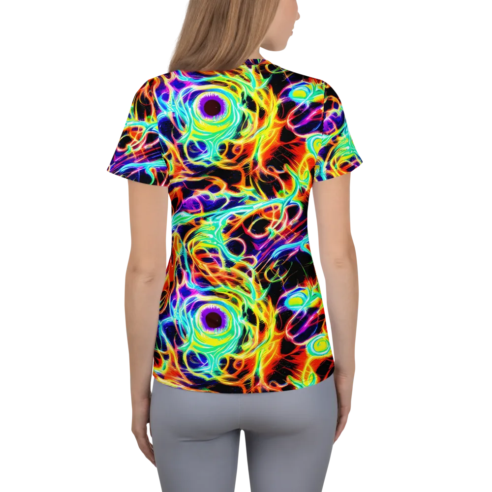 Nightflash on Women's Athletic T-Shirt — Back