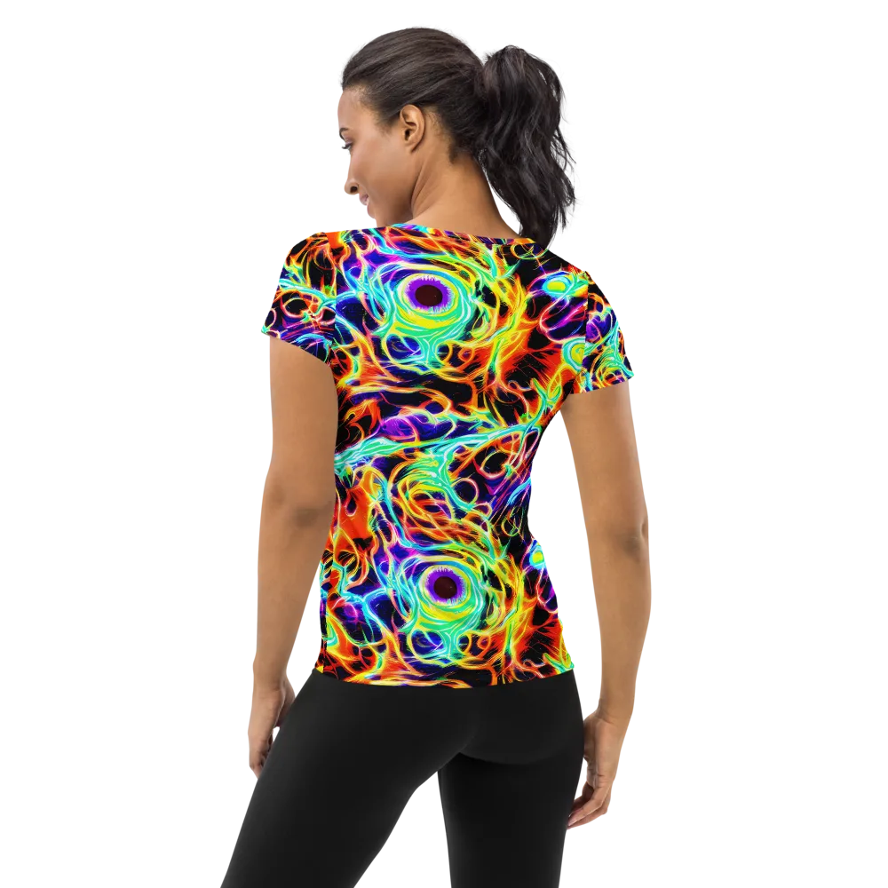 Nightflash on Women's Athletic T-Shirt — Back