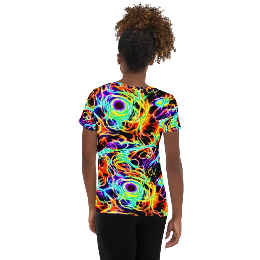 Nightflash on Women's Athletic T-Shirt — Back