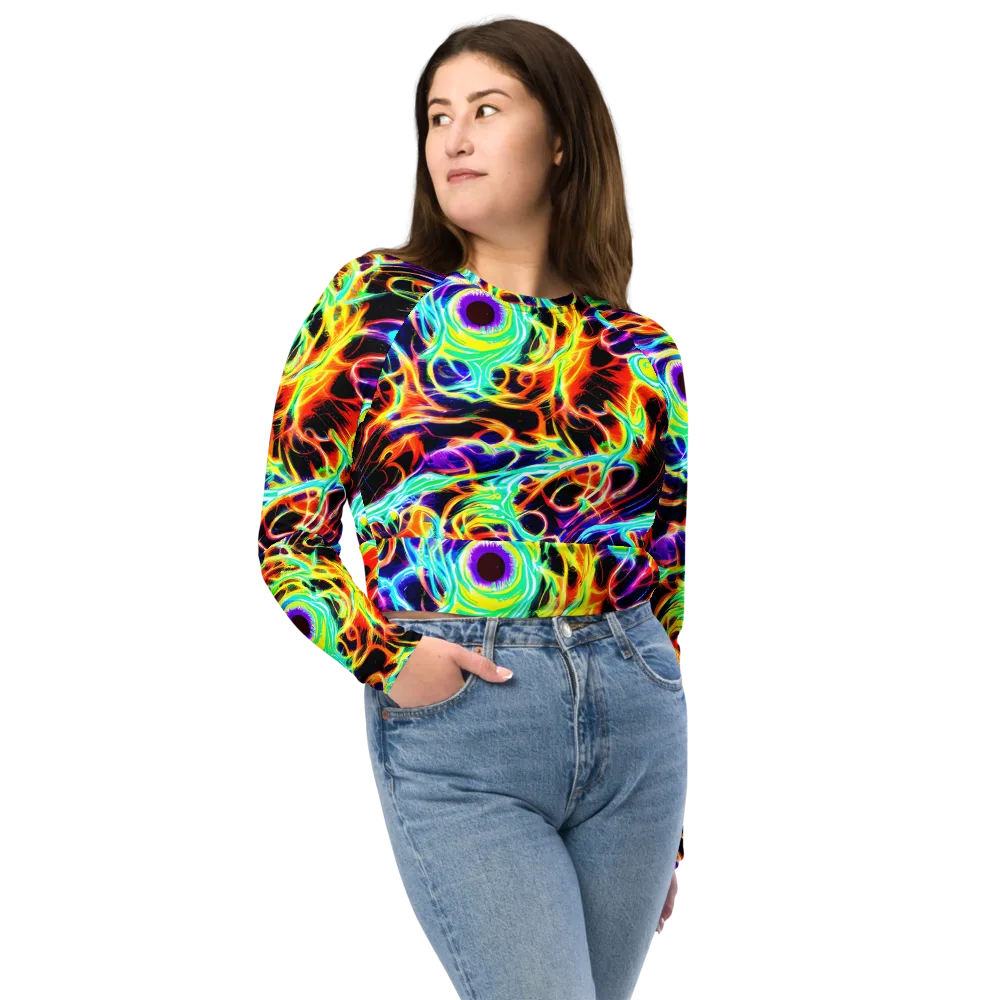 Nightflash on Long Sleeve Crop Top — Front